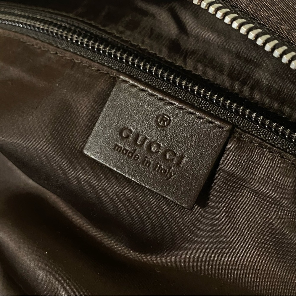 (NWOT) Gucci Brown Diamanté Nylon Shoulder Tote Bag - Picture 13 of 16
